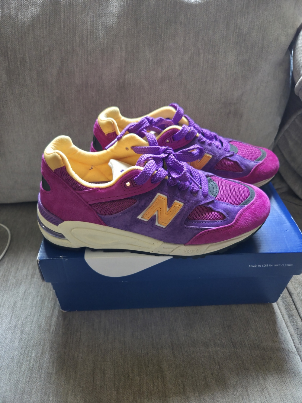 New Balance Purple & Yellow Suede Mesh Sneakers